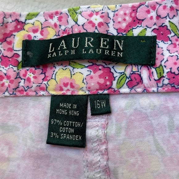 Ralph Lauren Pink Floral Chino Straight Leg Pants 16 W - Picture 6 of 10